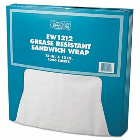 BAGCRAFT GREASE-RESISTANT PAPER WRAPS AND LINERS, 12 X 12, WHITE, 5PK 057012
